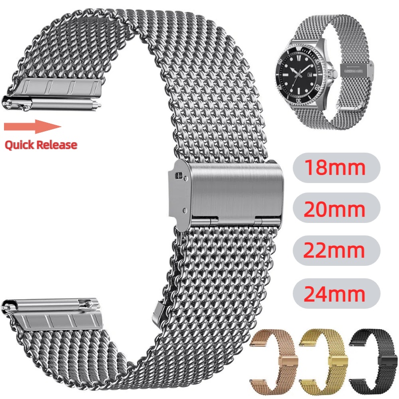 Stainless Mesh Band - 18mm 20mm 22mm 24mm Bands Universal