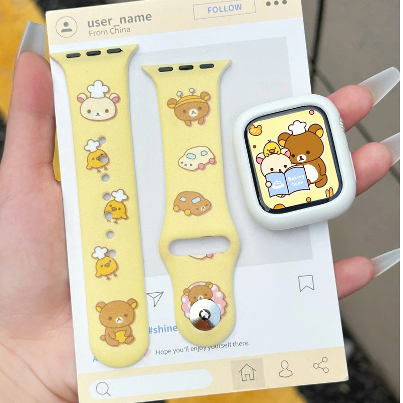 Silicone Band Replacement - Cute Rilakkuma Print Silicone Apple Watch