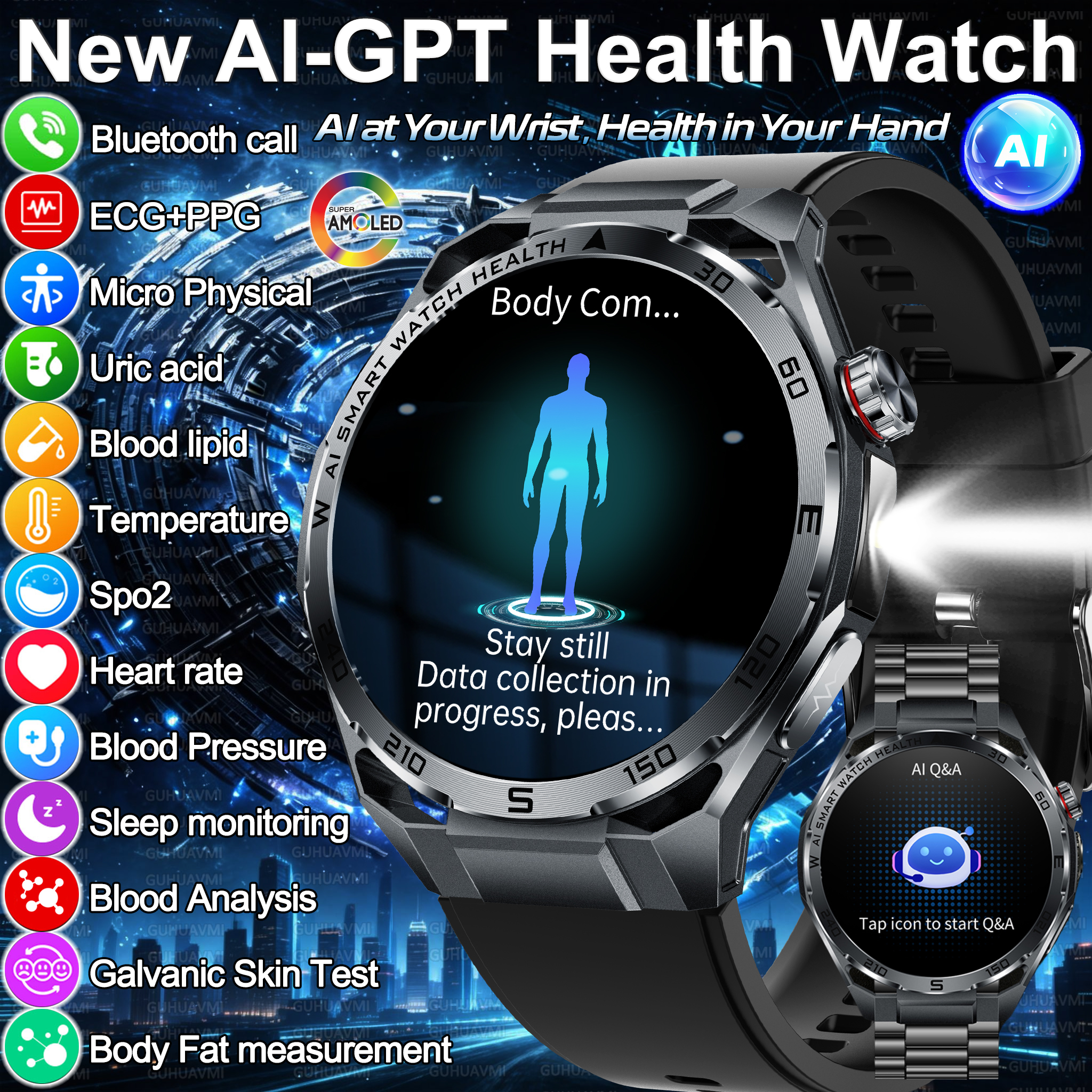 2026 New Body Fat AI Analysis  – обзор и цена Android Smartwatch Accessories