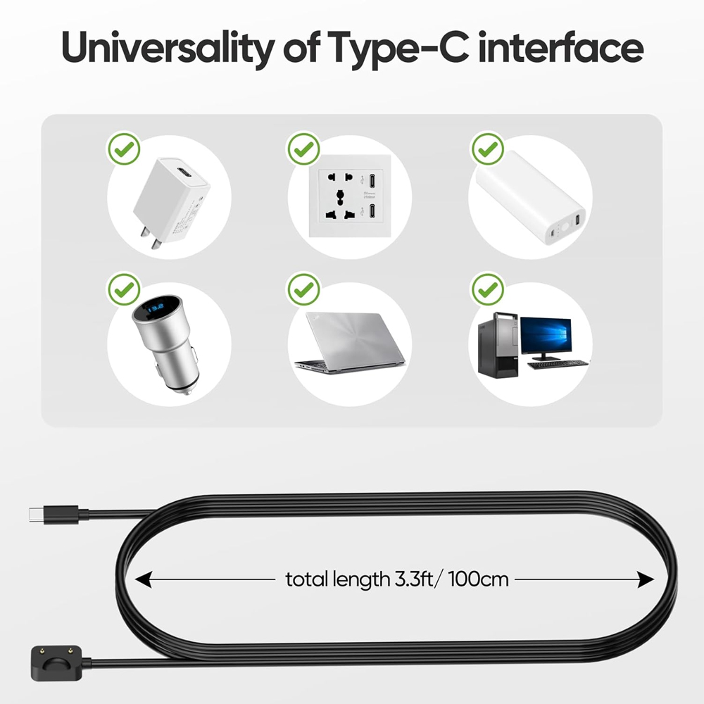 Black USB-C Charging Cord for  – обзор и цена Best Smartwatch Accessories