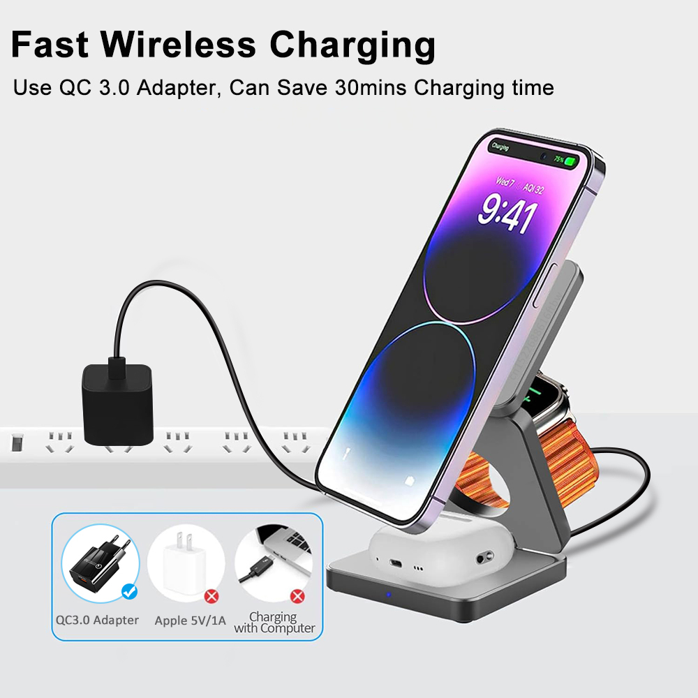 Wireless Charger 3 in 1 Foldab – обзор и цена Watch Charger Cable