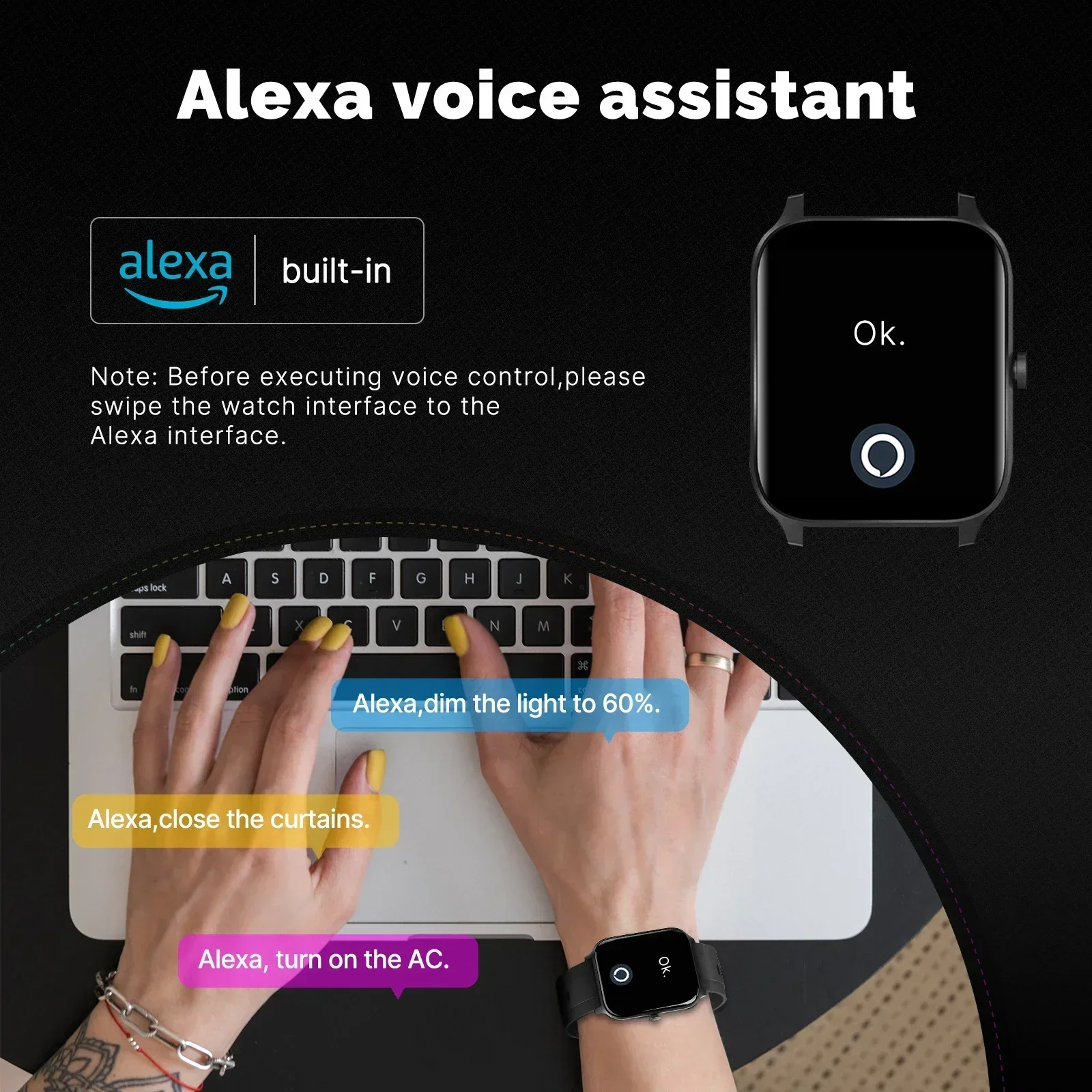 MOES Smart Watch Alexa Built-i – обзор и цена Smartwatch Face