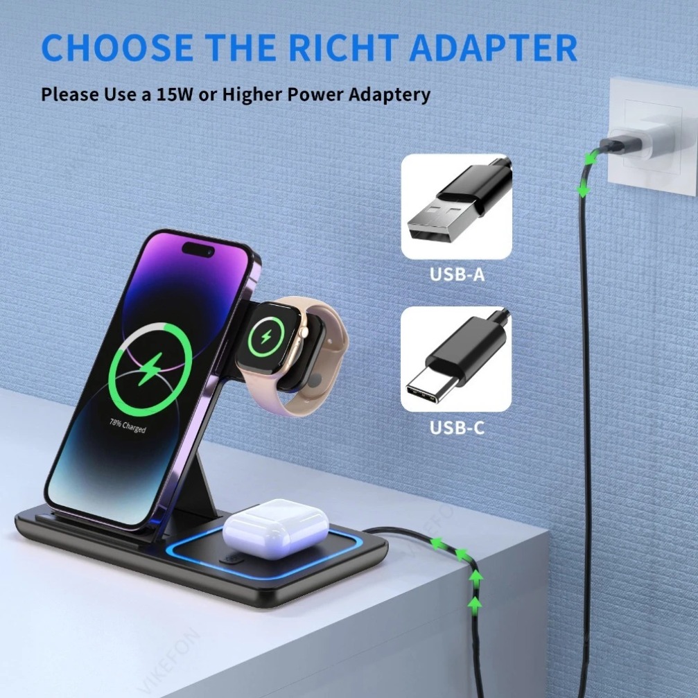 Foldable 3 in 1 Wireless Charg – обзор и цена Watch Charger Cable