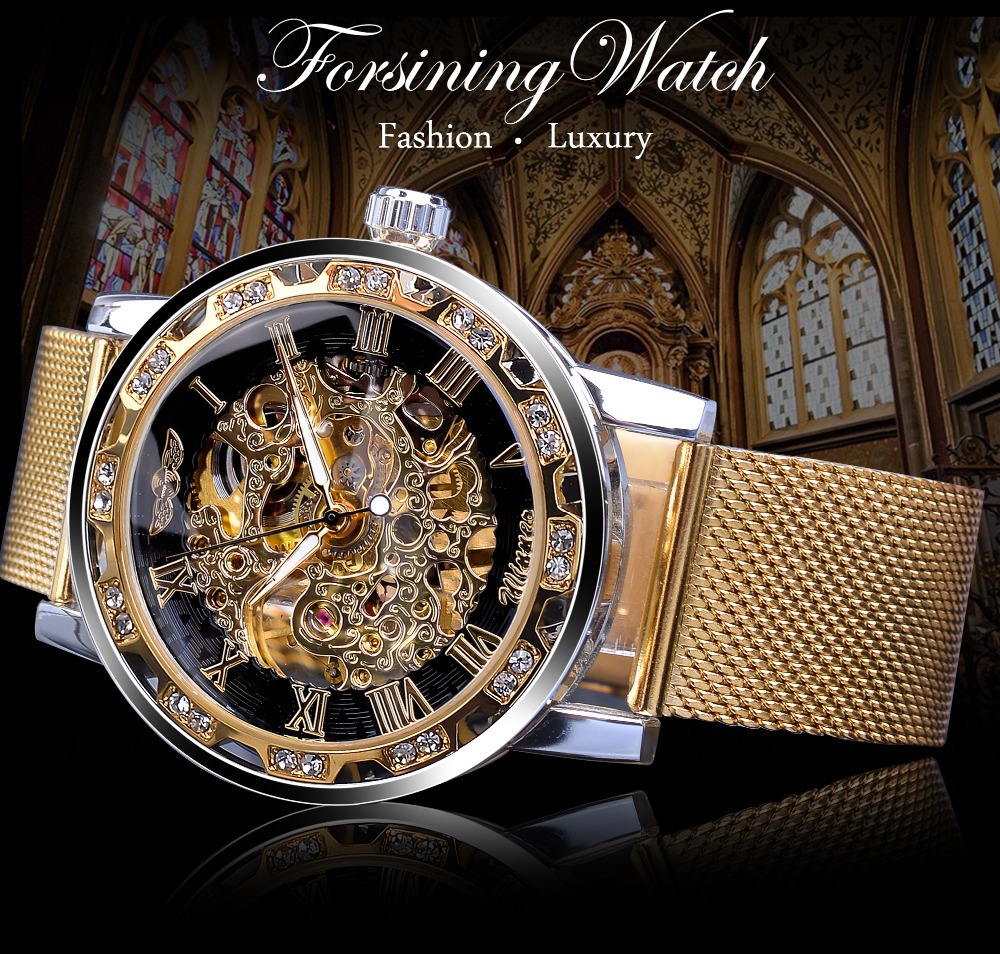 Forsining Men's Skeleton Mecha – обзор и цена Stainless Mesh Band