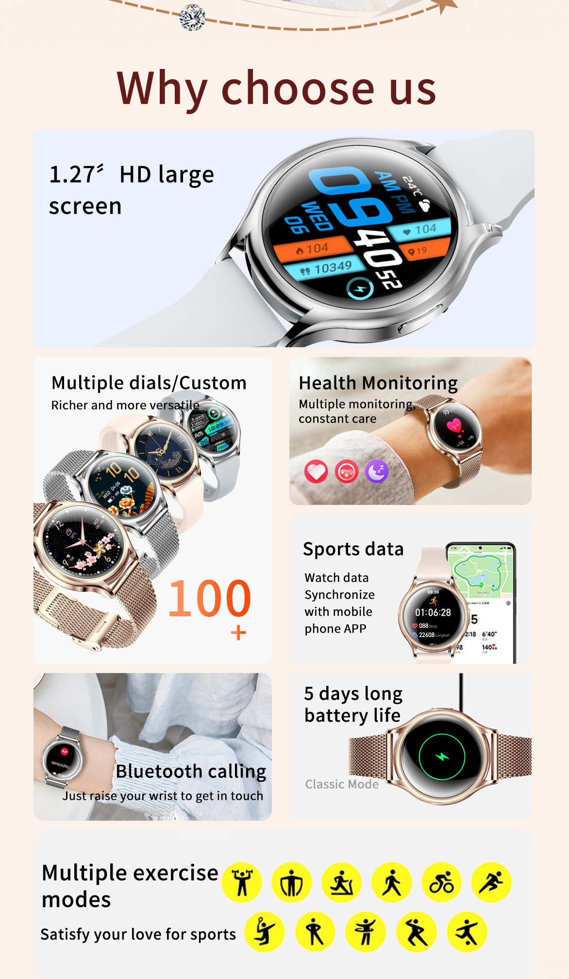 1.27 inch Women Smart Watch Bl – обзор и цена Smartwatch Face