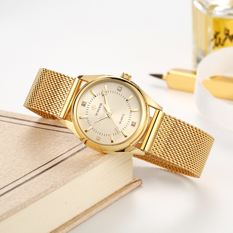 WWOOR Luxury Brand Dress Gold  – обзор и цена Stainless Mesh Band